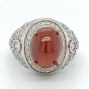 Spessartite 5.35ct Platinum Finish Solid 925 Sterling Silver Ring